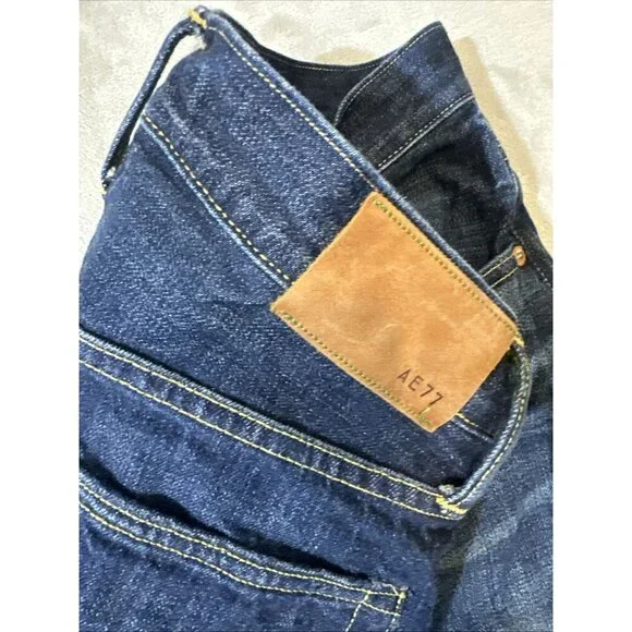 AE77 The Loose Japanese Selvedge Jeans Men’s 28x32 Dark Wash Button Fly Denim - Picture 6 of 10